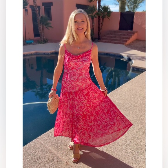 NWT Elegant Pink Floral Maxi Dress-S - Picture 11 of 17